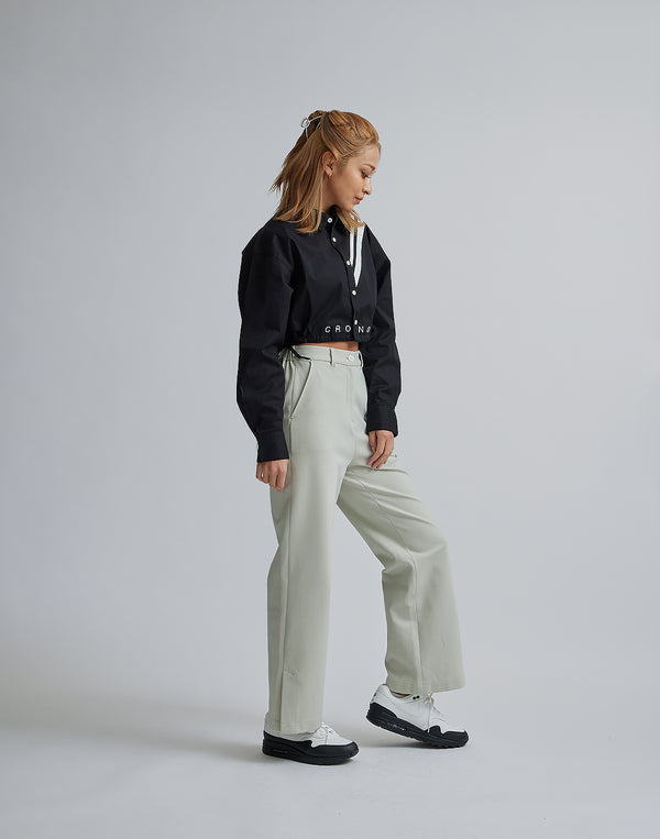 CRONOS WOMEN 2LINE SHORT SHIRTS【BLACK】