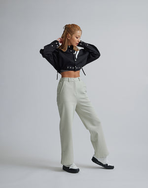 CRONOS WOMEN 2LINE SHORT SHIRTS【BLACK】