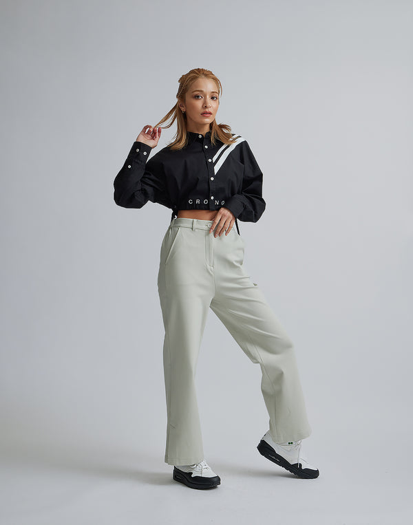 CRONOS WOMEN 2LINE SHORT SHIRTS【BLACK】