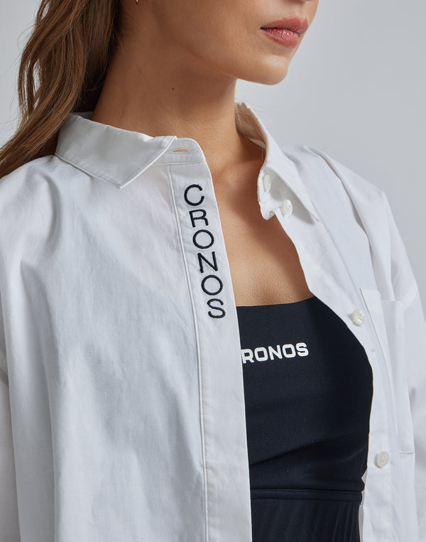 CRONOS 女款LOGO長袖襯衫【黃色】