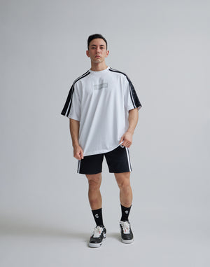 CRONOS W-FACE 2LINE OVERSAIZE T-SHIRTS【WHITE×BLACK】