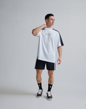CRONOS W-FACE 2LINE OVERSAIZE T-SHIRTS【WHITE×BLACK】