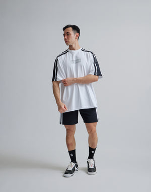 CRONOS W-FACE 2LINE OVERSAIZE T-SHIRTS【WHITE×BLACK】