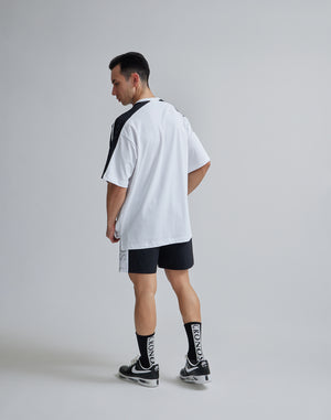 CRONOS W-FACE 2LINE OVERSAIZE T-SHIRTS【WHITE×BLACK】