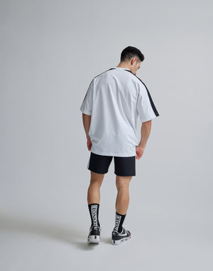 CRONOS W-FACE 2LINE OVERSAIZE T-SHIRTS【WHITE×BLACK】