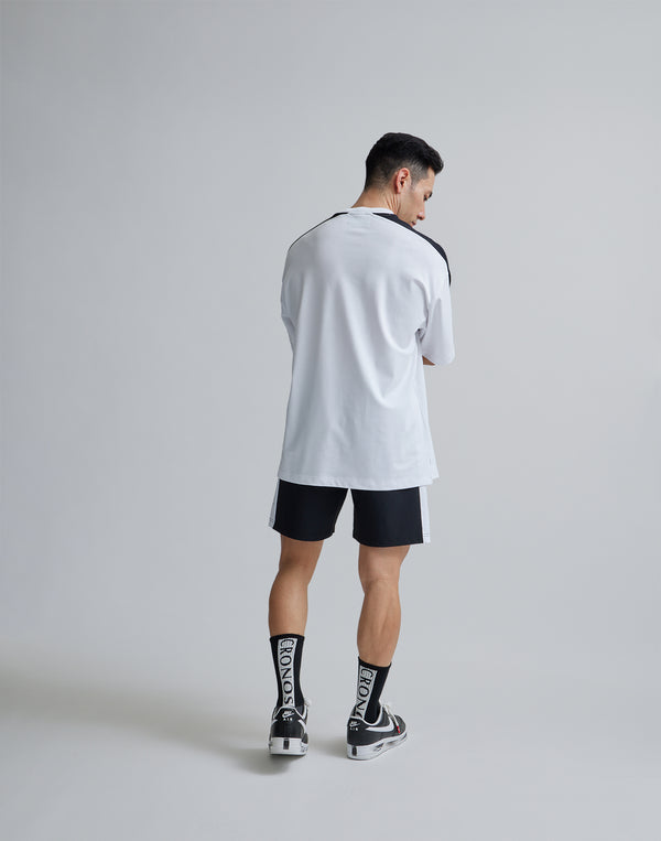 CRONOS W-FACE 2LINE OVERSAIZE T-SHIRTS【WHITE×BLACK】