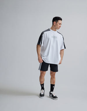CRONOS W-FACE 2LINE OVERSAIZE T-SHIRTS【WHITE×BLACK】