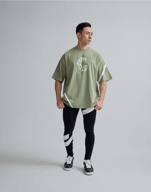 CRONOS GEOMETRIC LOGO OVERSAIZE T-SHIRTS【MOS.GREEN】