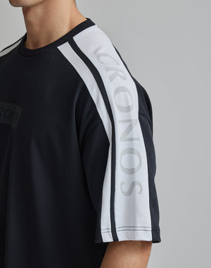 CRONOS W-FACE 2LINE OVERSAIZE T-SHIRTS【WHITE×BLACK】
