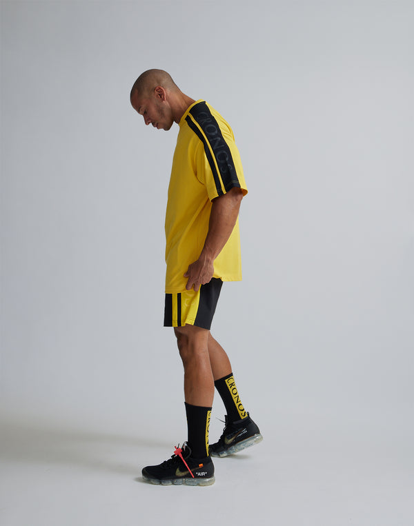 CRONOS W-FACE 2LINE OVERSAIZE T-SHIRTS【YELLOW×BLACK】