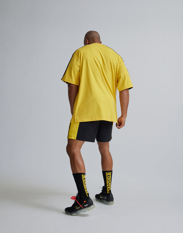 CRONOS W-FACE 2LINE OVERSAIZE T-SHIRTS【YELLOW×BLACK】