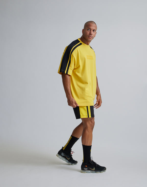 CRONOS W-FACE 2LINE OVERSAIZE T-SHIRTS【YELLOW×BLACK】