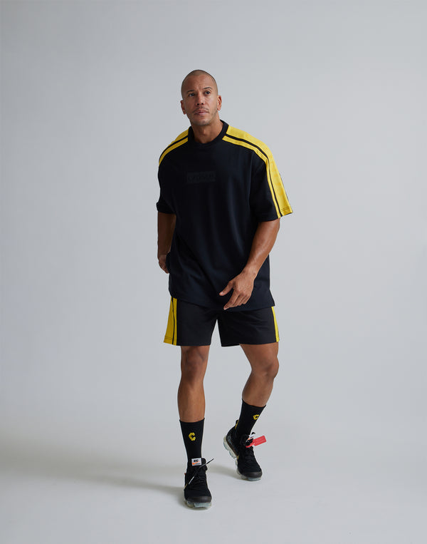 CRONOS W-FACE 2LINE OVERSAIZE T-SHIRTS【BLACK×YELLOW】