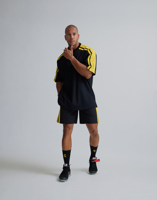 CRONOS W-FACE 2LINE OVERSAIZE T-SHIRTS【BLACK×YELLOW】