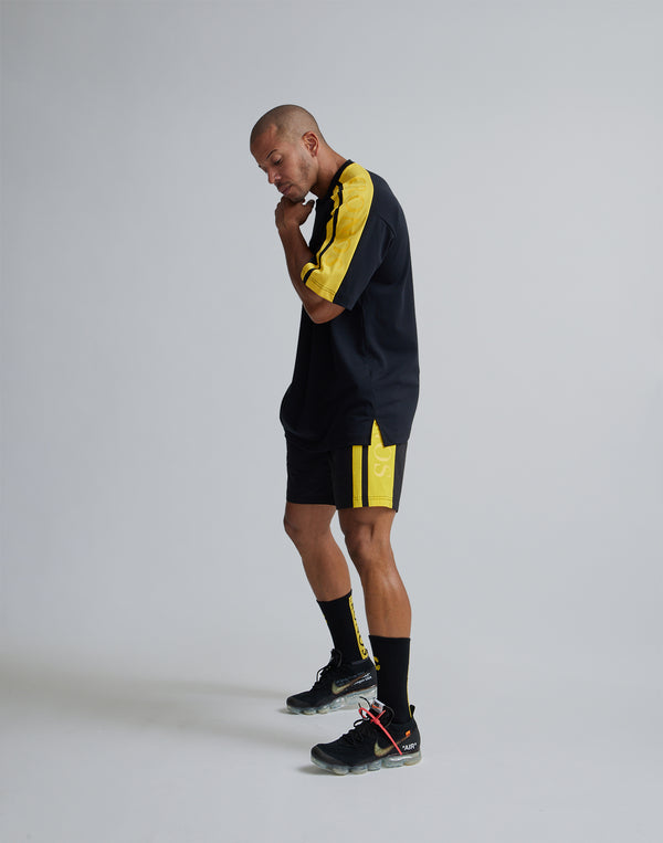 CRONOS W-FACE 2LINE OVERSAIZE T-SHIRTS【BLACK×YELLOW】