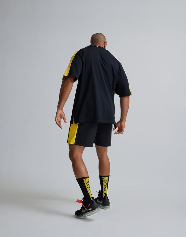 CRONOS W-FACE 2LINE OVERSAIZE T-SHIRTS【BLACK×YELLOW】