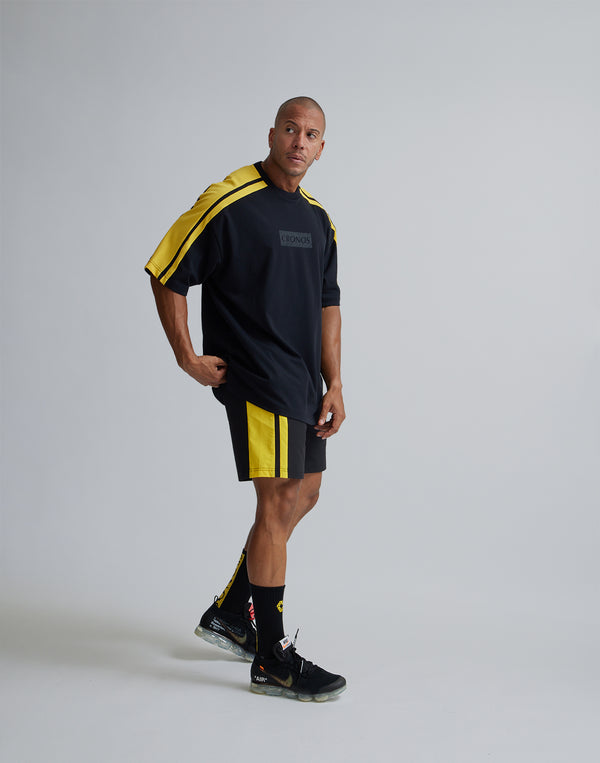 CRONOS W-FACE 2LINE OVERSAIZE T-SHIRTS【BLACK×YELLOW】