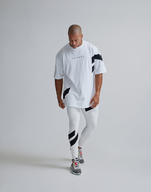 CRONOS GEOMETRIC LOGO OVERSAIZE T-SHIRTS【WHITE】