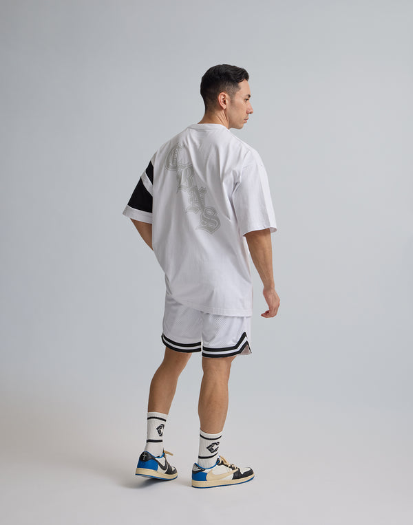 CRONOS BLACK LETTER OVERSIZE T-SHIRT【WHITE】