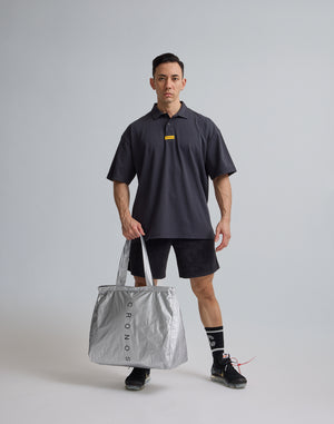 CRONOS  EMBROIDERY BOXLOGO  POLO SHIRT【OFFBLACK】