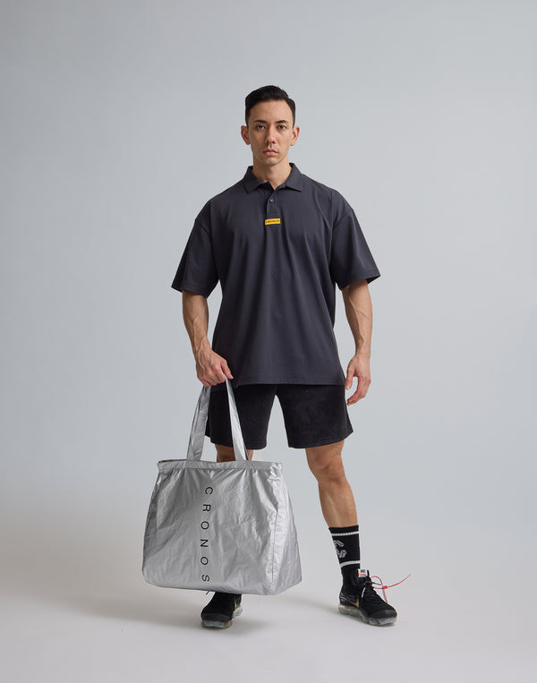 CRONOS  EMBROIDERY BOXLOGO  POLO SHIRT【OFFBLACK】