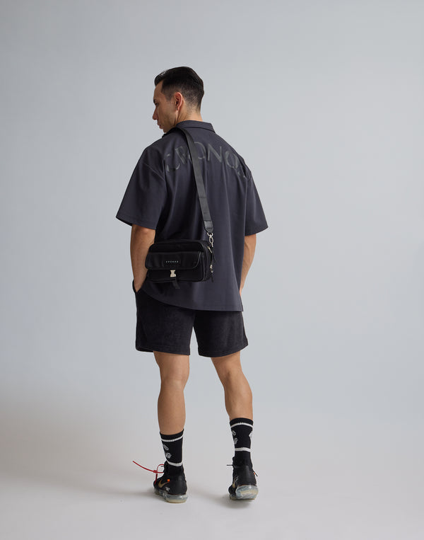 CRONOS  EMBROIDERY BOXLOGO  POLO SHIRT【OFFBLACK】