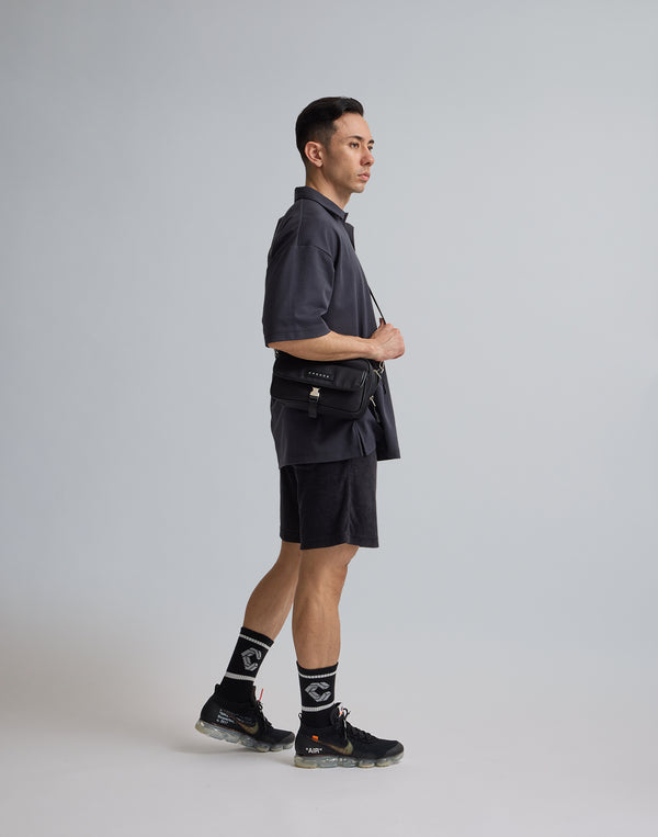 CRONOS  EMBROIDERY BOXLOGO  POLO SHIRT【OFFBLACK】