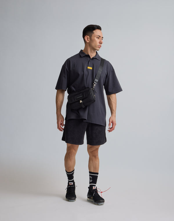 CRONOS  EMBROIDERY BOXLOGO  POLO SHIRT【OFFBLACK】