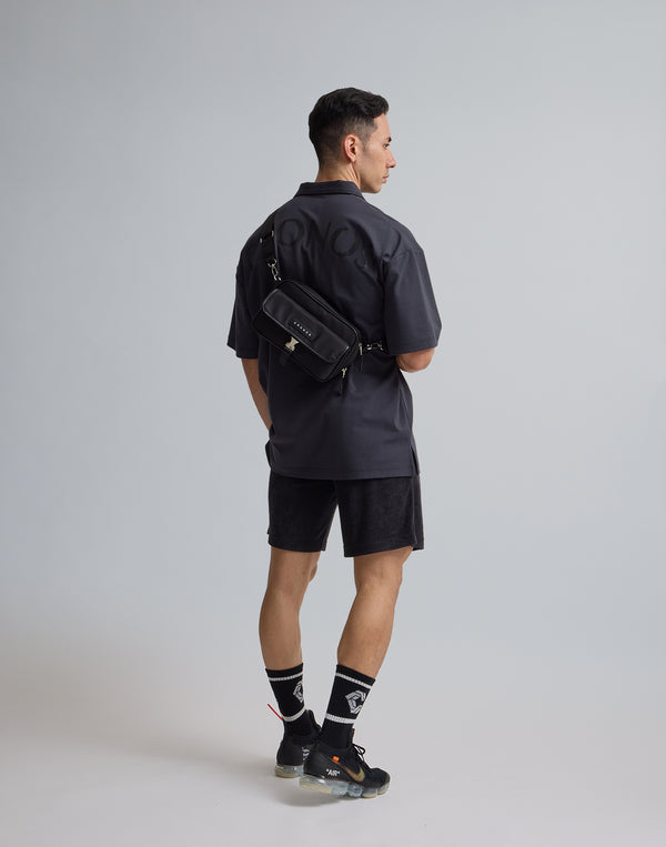 CRONOS  EMBROIDERY BOXLOGO  POLO SHIRT【OFFBLACK】