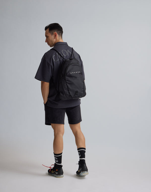 CRONOS  EMBROIDERY BOXLOGO  POLO SHIRT【OFFBLACK】