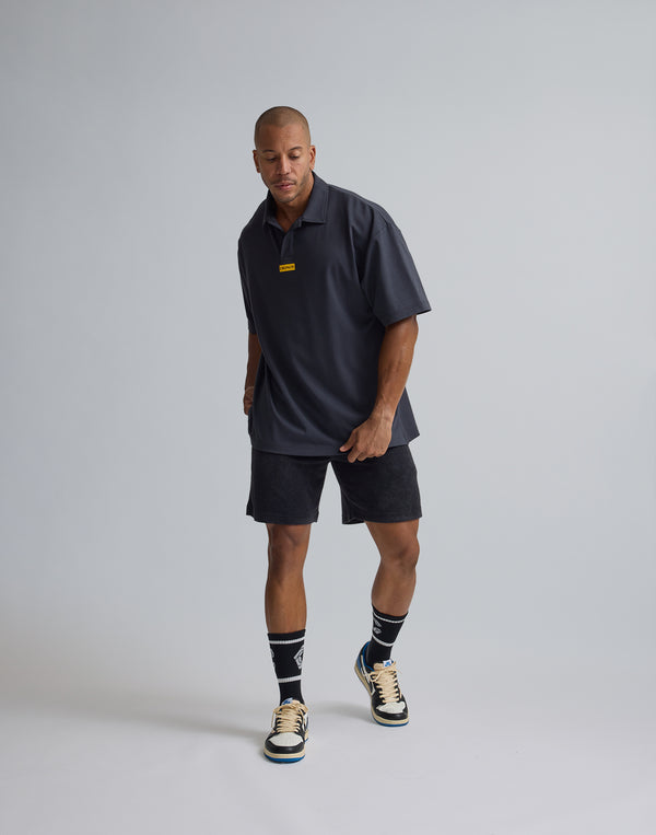 CRONOS  EMBROIDERY BOXLOGO  POLO SHIRT【OFFBLACK】