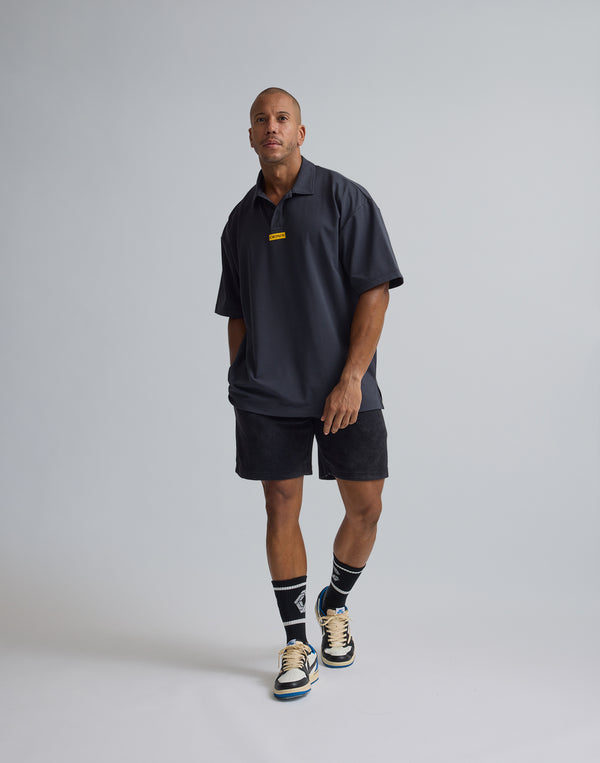 CRONOS  EMBROIDERY BOXLOGO  POLO SHIRT【OFFBLACK】