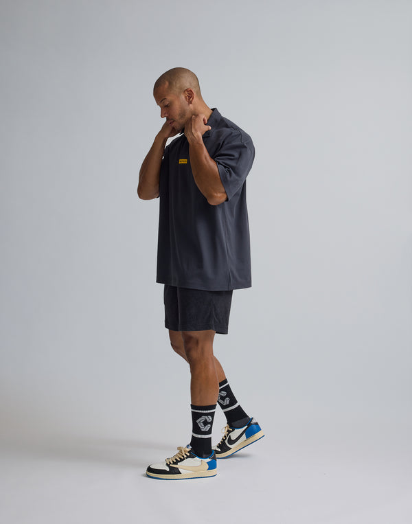 CRONOS  EMBROIDERY BOXLOGO  POLO SHIRT【OFFBLACK】