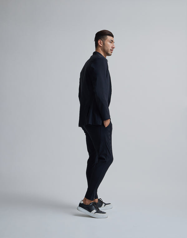 CRONOS BLACK COLLARLESS STRETCH JACKET