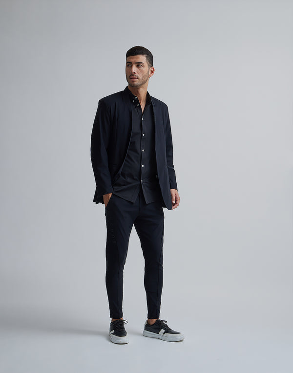 CRONOS BLACK COLLARLESS STRETCH JACKET