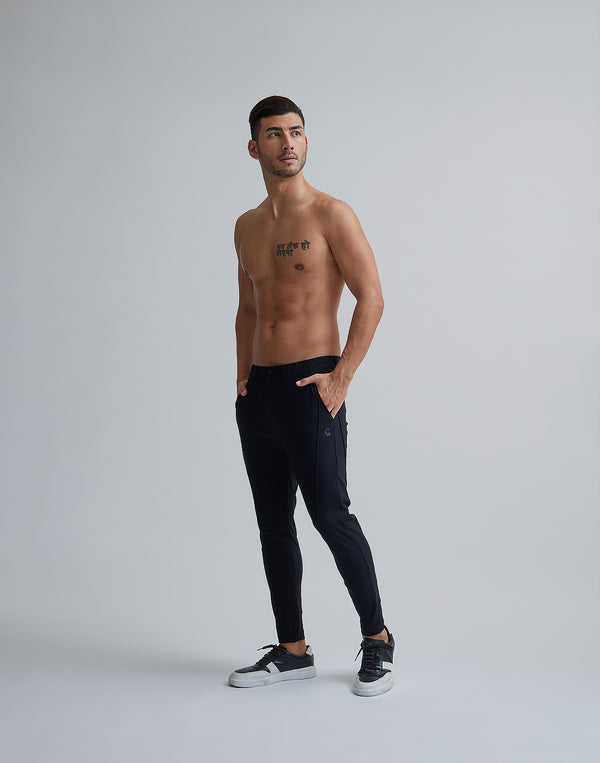 CRONOS BLACK PIN TUCK STRETCH PANTS