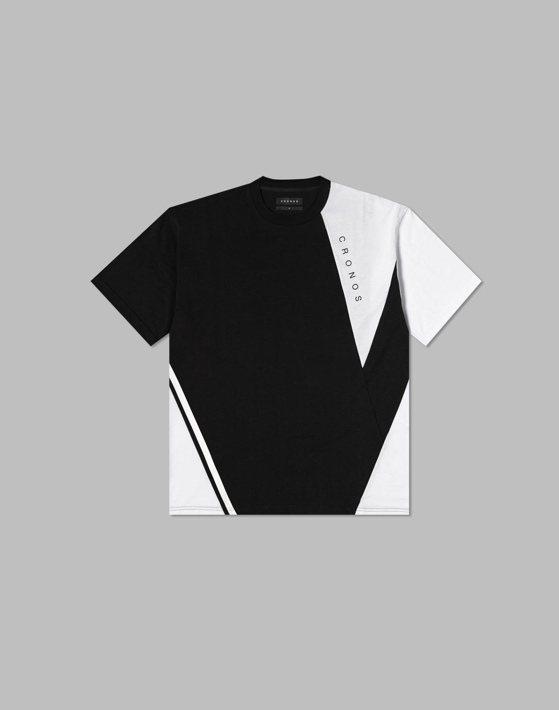 CRONOS Structured Panel over size S/S TEE【BLACK