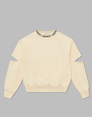 CRONOS WOMEN CUT OUT SWEAT【CREAM】