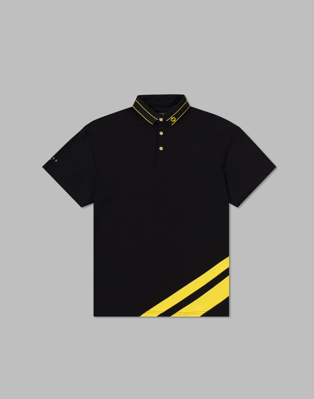 CRONOS BLACK STRIPED POLO SHIRT【BLACK×YELLOW】