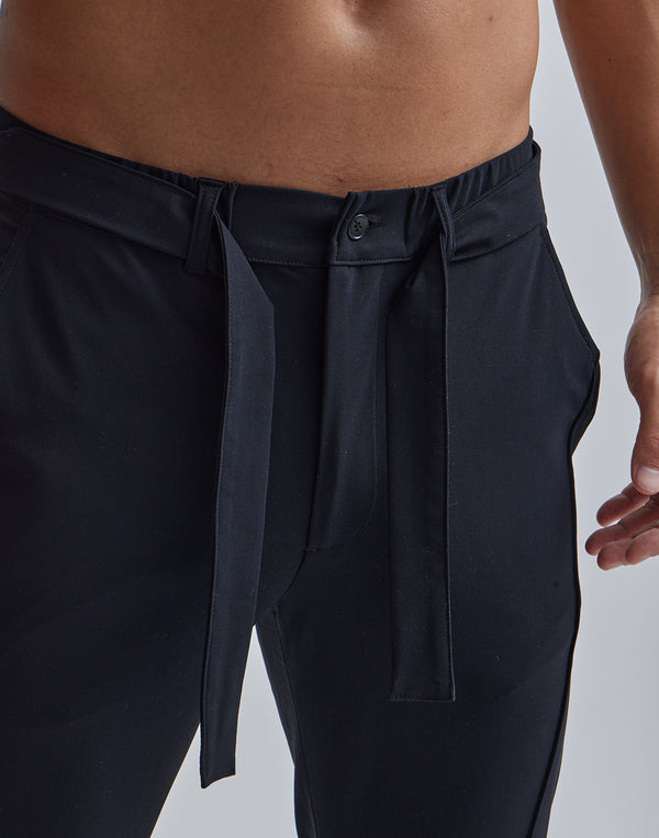 CRONOS BLACK PIN TUCK STRETCH PANTS