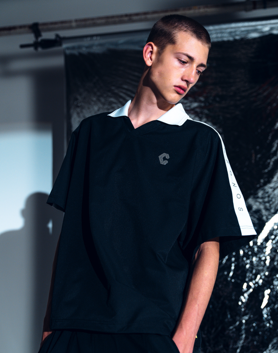 CRONOS COOL DOTS SKIPPER V-NECK POLO【BLACK】
