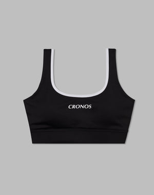 CRONOS WOMEN BACK CROSS BRA【BLACK×WHITE】