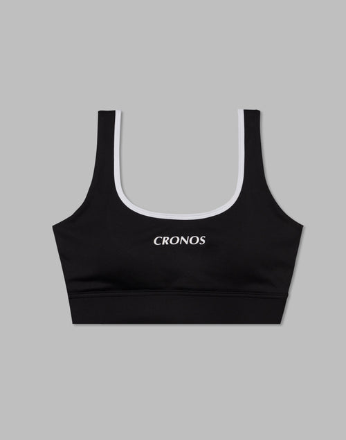 CRONOS WOMEN BACK CROSS BRA【BLACK×WHITE】