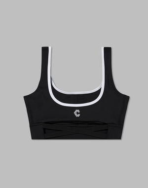 CRONOS WOMEN BACK CROSS BRA【BLACK×WHITE】