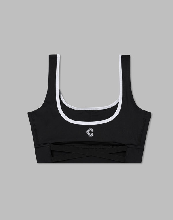 CRONOS WOMEN BACK CROSS BRA【BLACK×WHITE】
