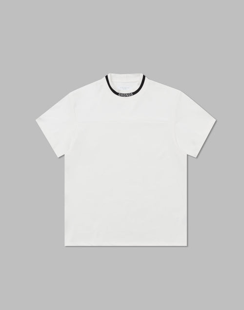 クロノス ブラック モックネック ビッグロゴ 半袖シャツ【ホワイト×ブラック】