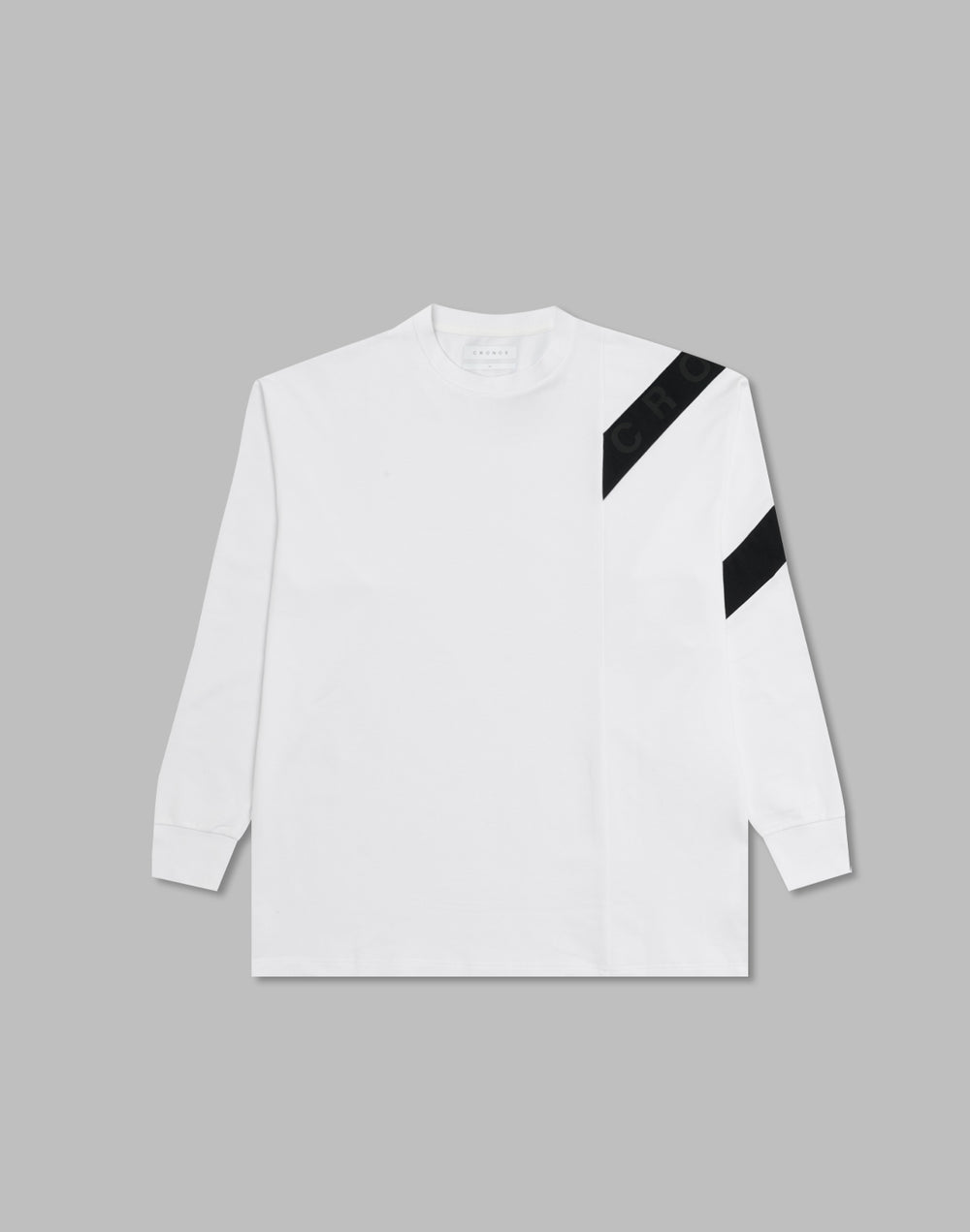 CRONOS ダイアゴナルラインパネルロングスリーブ【WHITE】