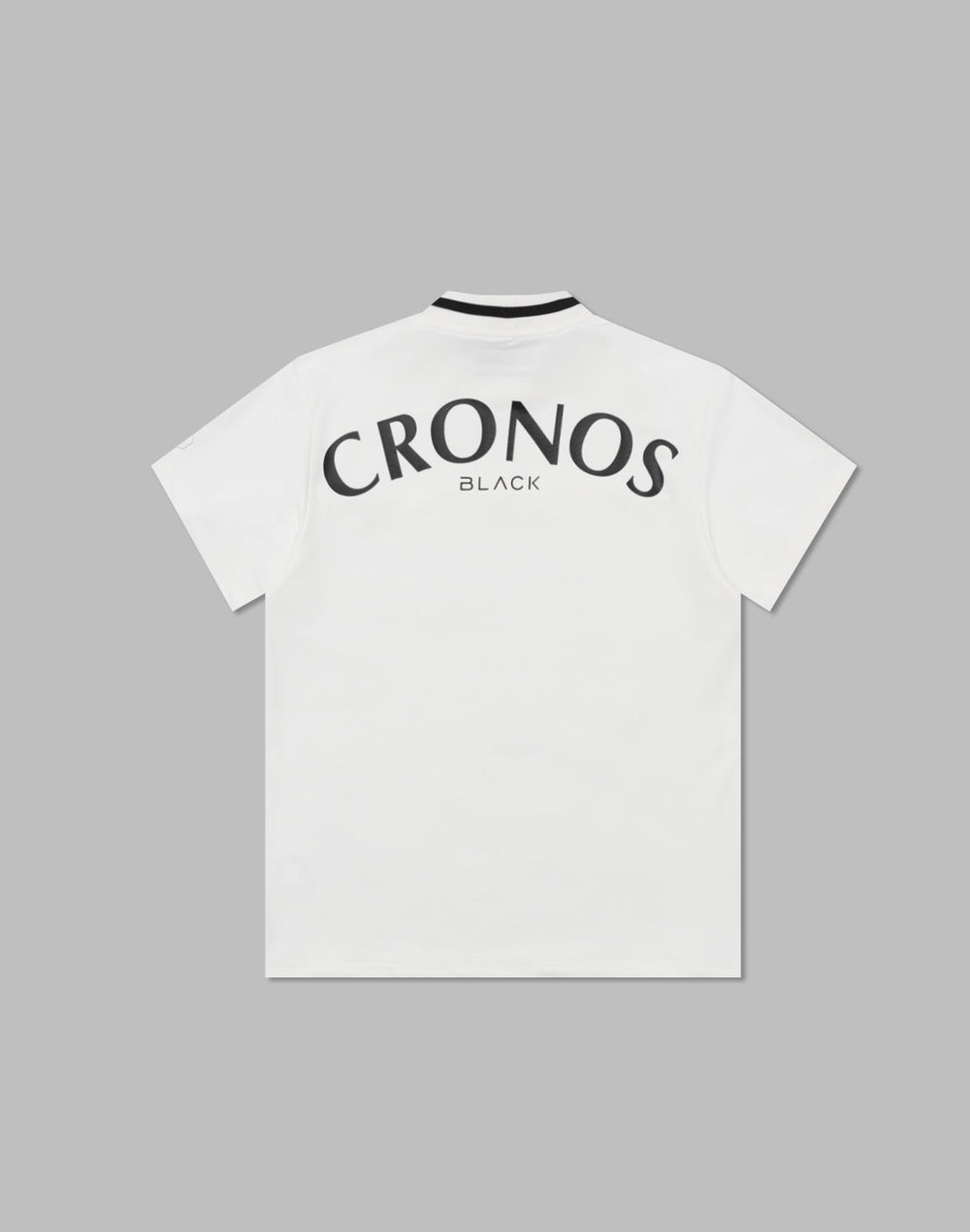 CRONOS BLACK MOCK NECK BIG LOGO SHORT SLEEVE SHIRT【WHITE×BLACK】