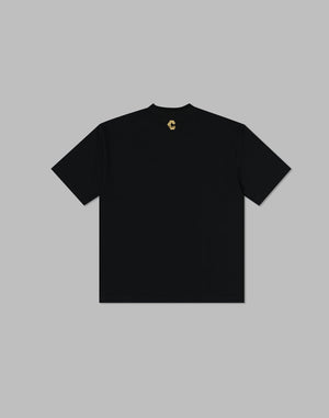 CRONOS  FRONT LOGO OVERSIZE T-SHIRT【BLACK×GOLD】