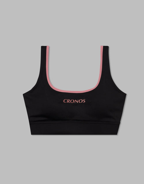CRONOS WOMEN BACK CROSS BRA【BLACK×PINK】